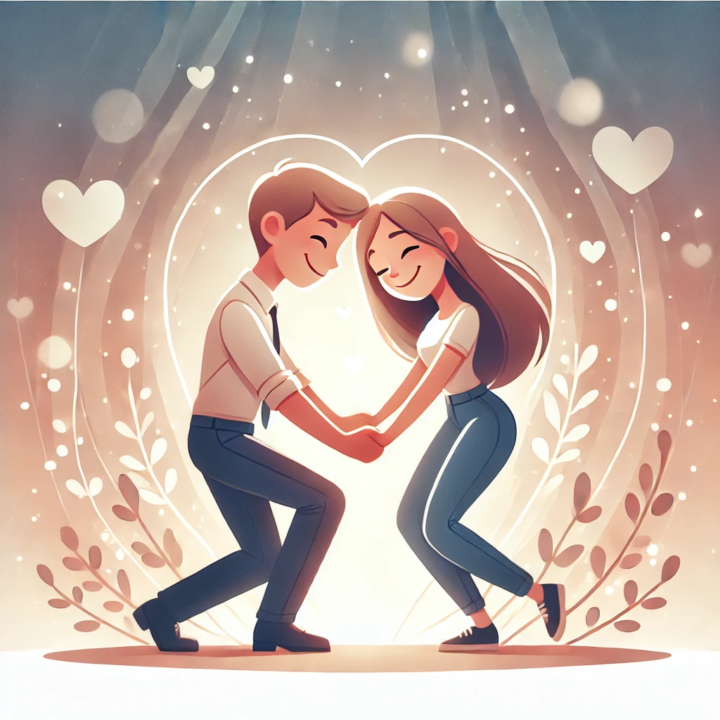 Happy couple embracing, symbolizing the connection between sexual satisfaction and relationship success. Warm tones and romantic elements highlight love, intimacy, and long-term partnership.